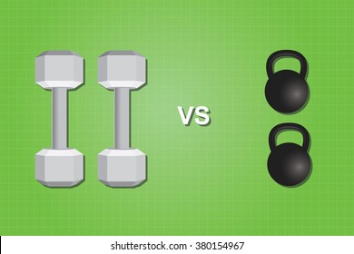 Dumbell Dumbbell Vs Versus Kettlebell Compare Comparing Effective Effectiveness Vector