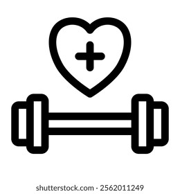 Dumbell health icon with simple and line style