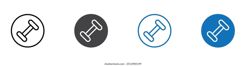 Dumbell icon flat editable icon mark set.