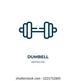 Dumbell-Symbol. Lineare Vektorgrafik aus der Kollektion für gesundes Leben. Umreißen Sie die Hantel Symbol-Vektorgrafik. Dünnliniensymbol für Web- und mobile Apps, Logo, Printmedien.