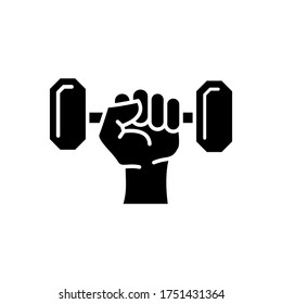 Dumbell Icon Logo Illustration, Glyph Style Design