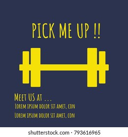 Dumbell icon and motivation message. vector illustration. for fitness center, gym, training center, bodybuilder.