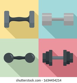 Dumbell icon set. Flat set of dumbell vector icons for web design