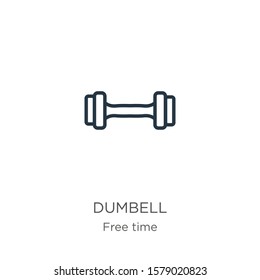 Dumbell icon. Thin linear dumbell outline icon isolated on white background from free time collection. Line vector sign, symbol for web and mobile