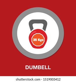 Dumbell Icon, Vector Gym Barbell, Heavy Weight Lifting Illustration, Bodybuilding, Sports Icon