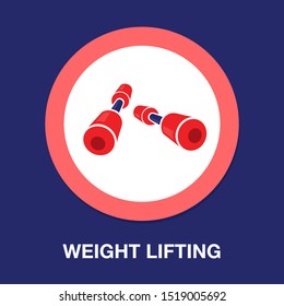 Dumbell Icon, Vector Gym Barbell, Heavy Weight Lifting Illustration, Bodybuilding, Sports Icon