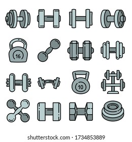 Iconos de volcado. Conjunto de esquemas de iconos de vector de dobladillo para el diseño web aislado en fondo blanco