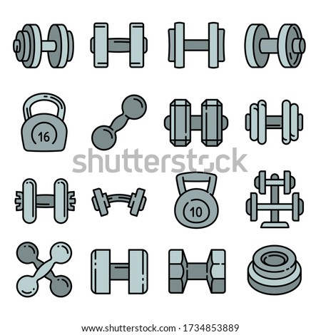 Dumbell icons set. Outline set of dumbell vector icons for web design isolated on white background