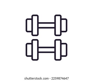 Dumbell vector line icon. Premium quality logo for web sites, design, online shops, companies, books, advertisements. Black outline pictogram isolated on white background 