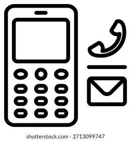 Ilustración vectorial de línea de icono de teléfono tonto