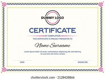 Dummy certificate template in vector. High Education certificate.