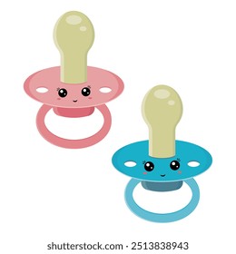 A dummy character is a dummy with a vector smile icon highlighted on a white background. A flat illustration in a cartoon style.