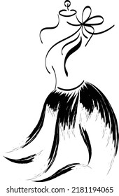 Dummy dress silhouette hand drawing illustration vector