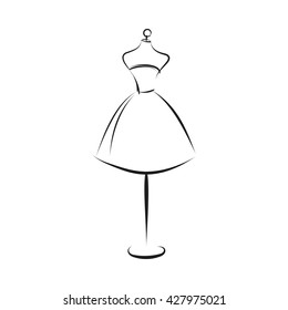 dummy dress silhouette hand drawing illustration vector