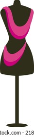 Mímica con tiras de tela objeto vector de color semiplano. Mannequina sastre. Elemento de tamaño completo sobre blanco. Dibujo de ilustraciones simples de estilo de dibujos animados para el diseño gráfico web y la animación