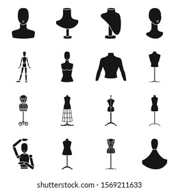 Dummy female for atelier vector black icon. Isolated illustration of mannequin for tailor. Vector set of icon dummy.