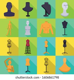Dummy female for atelier vector flat icon. Isolated illustration of mannequin for tailor. Vector set of icon dummy.