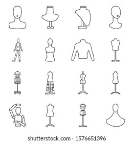 Dummy female for atelier vector line icon. Isolated illustration of mannequin for tailor. Vector set of icon dummy.