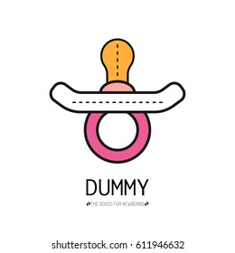 Dummy. Flat color icon things for the newborn baby. Vector