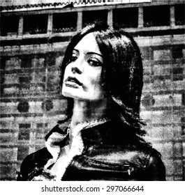 Dummy girl. Halftone