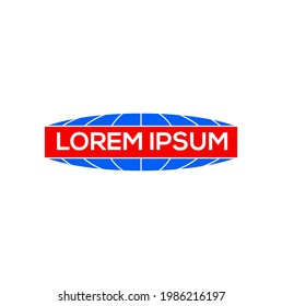 dummy logo with world shape. world theme logo with Lorem Ipsum dummy text.