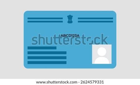 Dummy Pan card, unique identity document for Indian citizen issued by Government of India. Vector