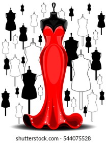 dummy in red dress