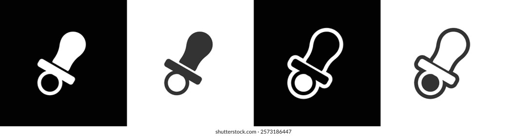 Dummy Teat icon. Baby pacifier, dummy, soother or teether flat vector icon. Flat icon of pacifier baby. Baby care vector illustration in black, white and transparent background. Eps10