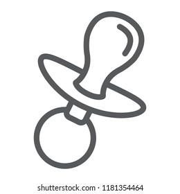 Dummy teat line icon, child and soother, toddler sign, vector graphics, a linear pattern on a white background, eps 10.