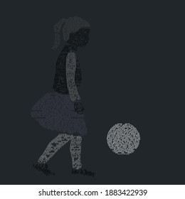 dummy text wrapping in girl playing with football