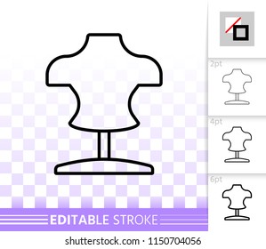 Dummy thin line icon. Outline web sign of mannequin. Manikin linear pictogram with different stroke width. Sewing simple vector symbol, transparent background. Dummy editable stroke icon without fill