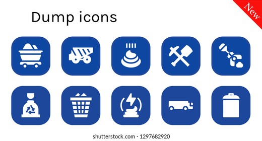  dump icon set. 10 filled dump icons. Simple modern icons about  - Mine, Dump truck, Poo, Poop, Garbage, Waste, Manure, Cargo truck