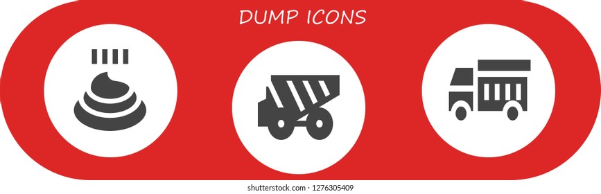  dump icon set. 3 filled dump icons. Simple modern icons about  - Poo, Dump truck, Garbage truck