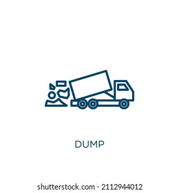 dump icon. Thin linear dump outline icon isolated on white background. Line vector dump sign, symbol for web and mobile