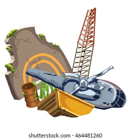 Dump objects of the collapse and natural disasters. Vector illustration.
