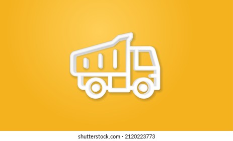 dump truck 3d line flat color icon. Realistic vector illustration. Pictogram isolated. Top view. Colorful transparent shadow design.