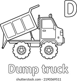 Dump Truck Alphabet ABC Coloring Page D