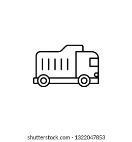 Dump Truck, Building line vector design of construction, presentation template for website banner and landing page header, timeline, infographics - Vector