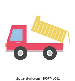 Dump truck car vector illustration cartoon isolated on white background. Cute dump truck vector cartoon.