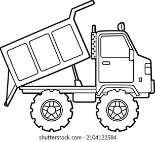 Dump Truck Coloring Page Isolated for Kids