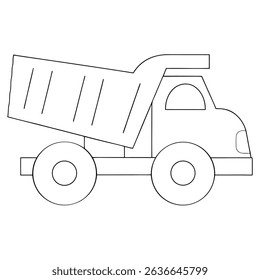Dump Truck coloring page simple and minimal line art illustration on white background