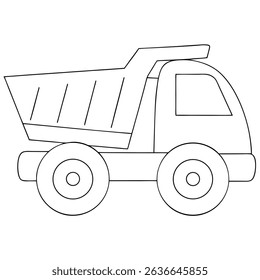 Dump Truck coloring page simple and minimal line art illustration on white background