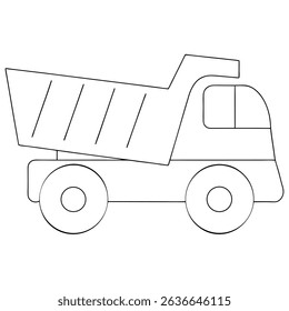 Dump Truck coloring page simple and minimal line art illustration on white background