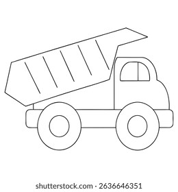 Dump Truck coloring page simple and minimal line art illustration on white background