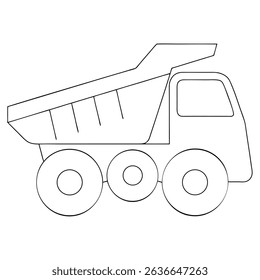 Dump Truck coloring page simple and minimal line art illustration on white background