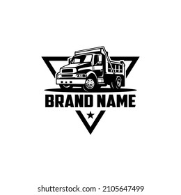 Dump truck company logo template. Ready made logo template set vector isolated