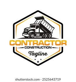 Dump truck company logo template. Ready made logo template set vector isolated.EPS 10