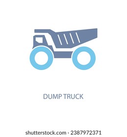 Icono de línea de concepto de camión volcado. Ilustración de elemento simple. Diseño de símbolos de contorno de concepto de camión volcado.