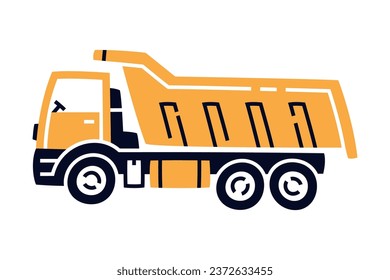 Dump Truck as Construction Equipment and Heavy Machine for Industrial Work Vector Illustration
