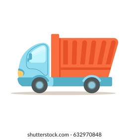 Dump truck, construction machinery equipment colorful cartoon vector Illustration